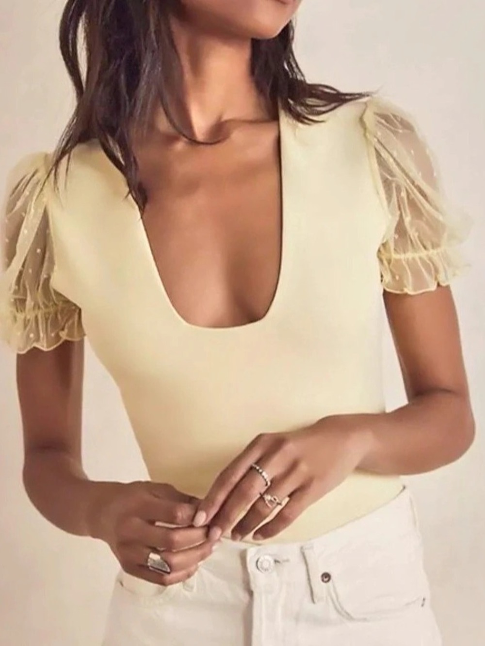 Free People Bodysuit Yellow Medium